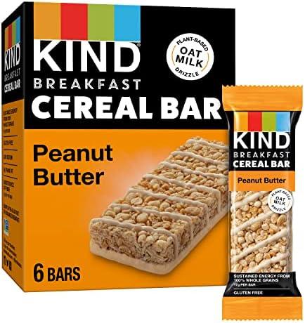 KIND Breakfast Cereal Bars, Peanut Butter, Healthy Snacks, Gluten Free, 100% Whole Grains, 3g Protein, 6 Count Pack of 6 BBD: 11/26/25