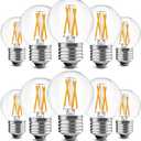 BRIMAX 10 Pack G16.5 LED Light Bulbs 40 Watt, E26 Dimmable Small Globe LED Bulbs 4 Watt Edison Bulb 2700K Warm White,AC120V,Flicker Free for Ceiling Fans Pendant Chandelier Vanity Wall Sconce
