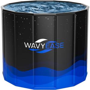 WAVYEASE Portable Bath Tub for Adults -(31.5"L x 26"H) Foldable Cold Plunge Tub for Recovery - Collapsible Soaking Bath Tub for Shower Stall - Outdoor Ice Bathtub for Athletes (Black)