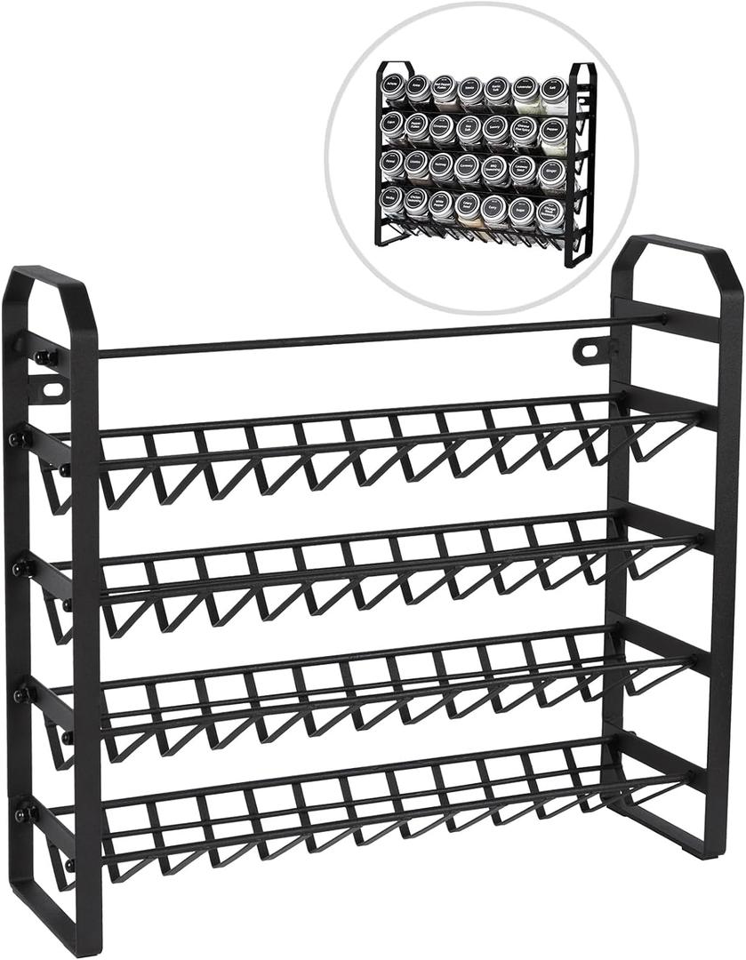 Spice Rack Organizer for Cabinet,4-Tier Spice Rack for 4oz Spice Jars Cabinet,Countertop, Pantry,Cupboard,Door or Wall Mount in Kitchen(Without Glass Jars)