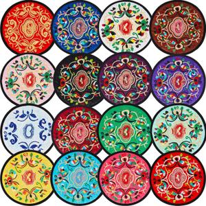 Boao 16 Pcs 16 Pcs Fabric Coasters for Drinks Absorbent, 5.12 Inch Cloth Coaster Boho Mexican Gifts Bar Coaster Round Vintage Ethnic Floral Teacup Mat Indian Home Decoration, Mixed Colors