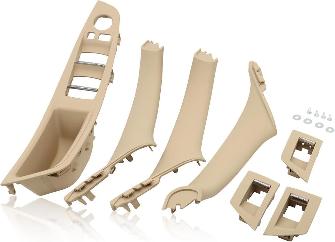 Beige Inner Door Panel Handle Pull Trim Cover 51417225875 51417225849 51417225850 Compatible with 5 Series 520 523 525 530 535 F10 F11 2010-2016