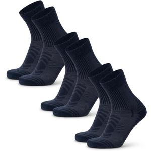 DANISH ENDURANCE Hiking Socks, Lightweight, Merino Wool Socks for Men & Women, Moisture Wicking & Thermal, 3 or 5 Pack (Black)