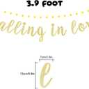 LINGTEER Falling in Love Gold Glitter Bunting Banner Perfect for Happy Thanksgiving Autumn Party Backdrop Gift Decorations Sign.