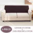 LA MEACK Couch Cushion Cover Loveseat Cover or 2 Seat Sofa Cover Washable Stretch Sectional Sofa Slipcover(1 Piece for Loveseat or Sofa 2-Seater, Brown)