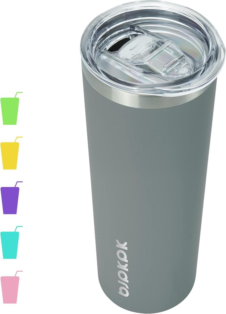 BJPKPK Skinny Tumbler with Lid 20 oz Stainless Steel Slim Vacuum Insulated Tumblers Cup, Gray