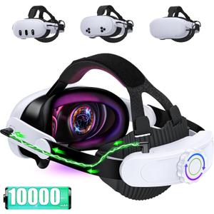 Upgraded Comfort Head Strap Compatible with Meta Quest 3S/Quest 2/Quest 3 Head Strap, Adjustable Elite Strap 10000mAh Rechargeable Battery Compatible with Meta Quest 3S/3/2