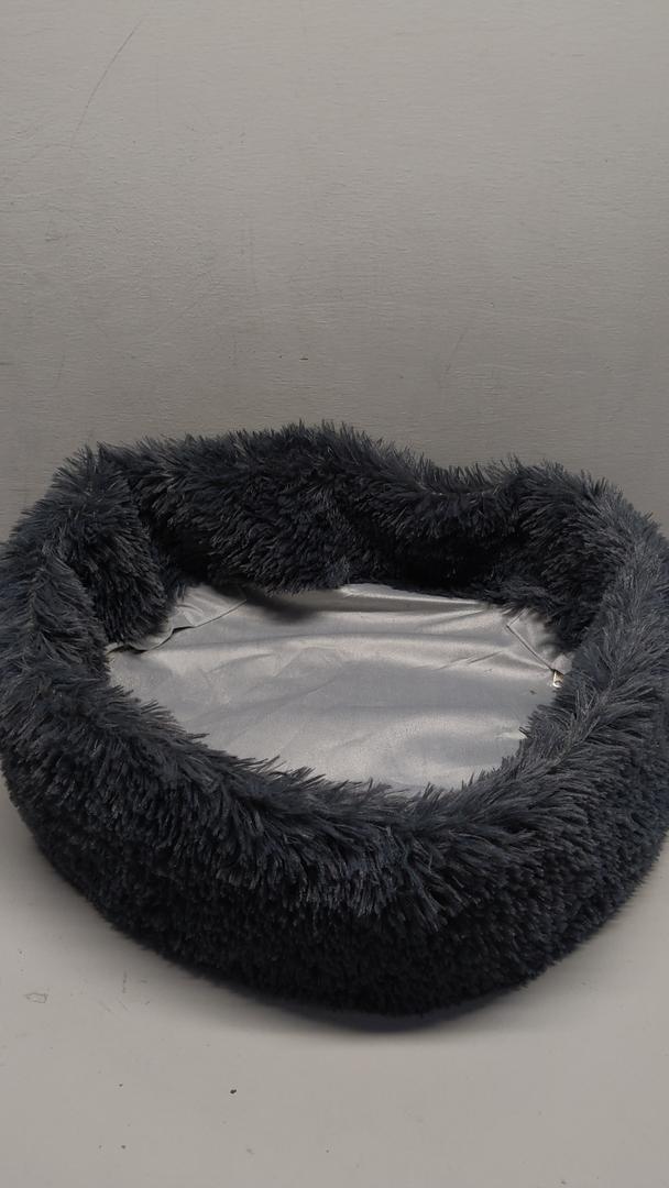 Round Plush Cat Dog Bed, Calming Dog/Cat Bed Donut Cuddler, Washable Self-Warming Pet Bed, Size 22x22
