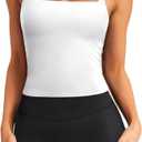 LASLULU Womens Sexy Halter Sports Bra Workout Tops Wirefree Sleeveless Gym Yoga Tank Tops Y2k Casual Crop (White, L)