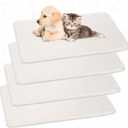 Drydiet 4 Pcs Pet Carrier Pad Travel Pet Reversible Dog Mat Replacement Liners for Travel Dog Bed Pad Washable Plush Double Sided Bed Mat for Cat Kennel Crate(Beige,17 x 11 Inch)