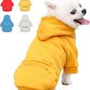 Dog Hoodie for Small Medium Large Dogs,Fleece Hoodie for Dogs with Zipper Pocket,Fall Winter Warm Cat Puppy Sweatshirts(Yellow,M)