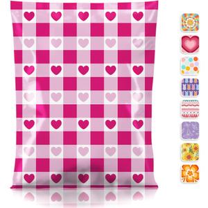 Metronic Poly Mailers 10x13 Inch 100pc Shipping Bags for Clothes,Self Adhesive Shipping Envelopes for Small Business,Waterproof Mailers Poly Bags for Shipping,Packaging Mailing Bags Pink Checkered
