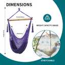 JoyView Hammock Chair with Spreader Bar Caribbean Hammock Swing Chair 300 LBS Weight Capacity XL Rope Hanging Chair for Outdoor Indoor Garden Yard - Purple