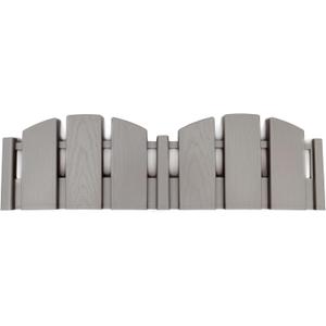 EasyFlex No-Dig Landscape Edging with Anchoring Spikes, 4.5 in. Tall Decorative Adirondack Wood-Look Fence Garden Border, 60 Foot Kit, Gray