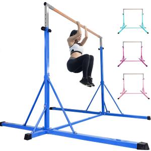 Gymnastics bar,5FT/6FT Horizontal Bars, Adjutable Gymnastic Bar for Kids Ages 5-20, 35.4" to 59"/45" to 71", Weight Limit 500 LBS,Home Gym Equipment (Blue)