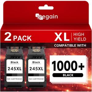 High-Yield PG-245XL Black Ink Cartridge Compatible for Canon 245 245XL 246 XL Ink Work with Canon PIXMA TR4520, TS3320, MG2522, MG2525, MX490, TS302 Printer (2 Black)