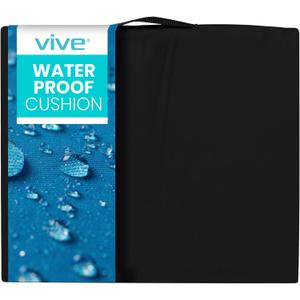 Vive Waterproof Wheelchair Cushion for Pressure Relief (16"x16"x3") - Washable Cover Incontinence Protection for Elderly Adults & Seniors - Memory Foam Gel Pad for Recliners, Office Chairs, Car, Travel (16" x 16", Black)