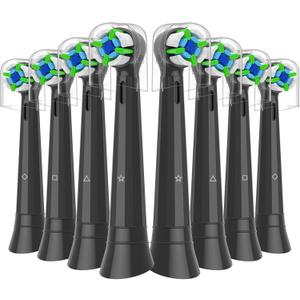 Replacement Heads Compatible with Oral B iO Electric Toothbrush, Replacement Toothbrush Heads Fit for Oral-B iO 2/3/4/5/6/7/8/9/10 Series Toothbrush, 8 Packs (Black)