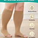 Plus Size Compression Socks: 2 Pairs Wide Calf Compression Toeless Stockings for Men Women - Open Toe 20-30 mmHg Compression Hose Support for Travel Nurses