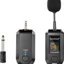 Depusheng 2.4G Wireless Microphone Headset, Lavalier and Handheld Mic 160ft Range, with 1/8''&1/4'' Plug for PA System, Voice Amplifier (One lavalier Microphone)