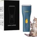 Dog Grooming Kit Clipper for Thick Coat Low Noise Cordless Cat Hair Trimmer Rechargeable Shaver Pet Grooming Tools for Small and Large Animals (L006-air-green)