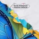 Blue Butterfly Yellow Flower Pattern Square Tablecloth with Elastic Edge Waterproof Polyester Fitted Table Cover for Indoor Outdoor Dining Kitchen Patio Picnic Party Fit 34"x34" Tables
