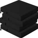 idee-home Outdoor Chair Cushions Set of 4, Waterproof Outdoor Seat Cushions for Patio Furniture, Outside Replacement Chair Pad with Ties for Lawn Deck Porch, 19 x 19 Black (19"x19"(Pack of 4))