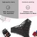 Avidlove Womens Underwear Lace Cheeky Panties Criss Cross Back Bikini Thongs Sexy Undies (Black, XL)
