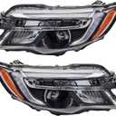 TRQ Headlight Assembly Set Headlights Driver & Passenger Side Compatible with 2016-2020 Honda Pilot 2017-2020 Ridgeline HO2502165 HO2503165