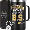 Lifecapido College Graduation Gifts, Finally Done With This B.S. Class of 2026 20 oz Insulated Coffee Mug with Keychain, 2026 College Graduation Gifts, Black