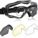 Copkim Safety Goggles over Glasses, Ansi Z87.1 Airsoft Goggles Anti Fog Tactical Safety Glasses with 3 Impact Resistant