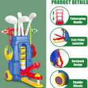 Fistone Toddler Golf Set with Foot-Pedal Launcher- 3 in 1 Kids Golf Toy with Golf Cornhole Board & Putting Mat | Indoor & Outdoor Golf Toys - Birthday Gift for Boys & Girls Age 3-8