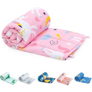 Sivio Weighted Blanket - 100% Cotton Weighted Blanket 7 lbs 41 x 60 inches, Washable Breathable Soft Heavy Blanket for Home and School Nap, Pink Unicorn