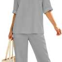 Lounge Sets for Women 2026 Summer Casual 3/4 Sleeve Tops and Pants Soft Loungewear Travel Outfits with Pockets