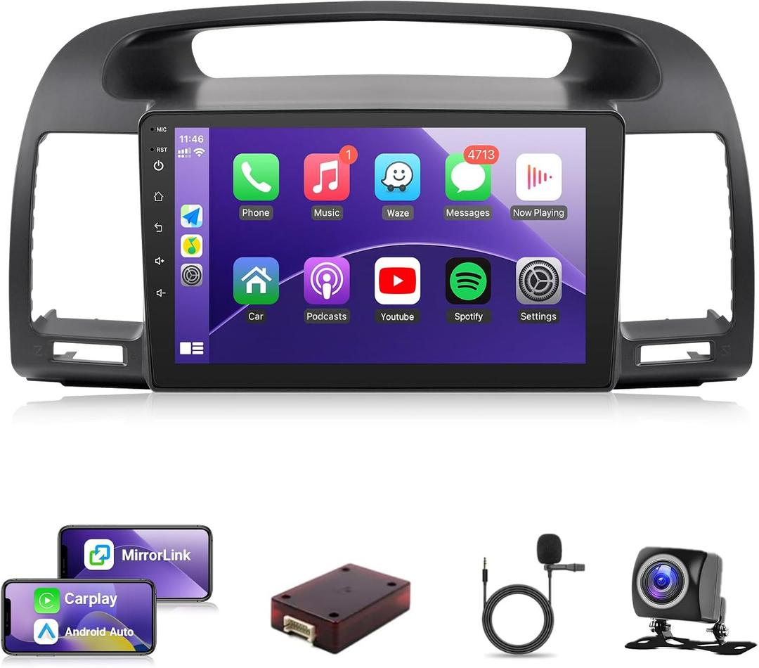 Car Radio Stereo for Toyota Camry (with J-B-L Version) 2002 2003 2004 2005 2006, 2+32GB 9" IPS Touchscreen Head Unit Android Camry Radio with Carplay, Android Auto, GPS, BT, WiFi, SWC, Mic