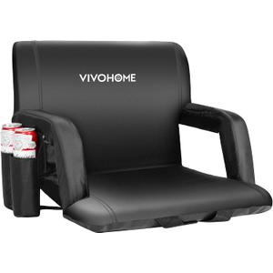 VIVOHOME Wide Padded Stadium Seats with Back Support and Cushion, Portable Reclining Bleacher Chairs with Armrest and Cup Holder, Comfortable for Various Sports Events, Wide - 24.5"