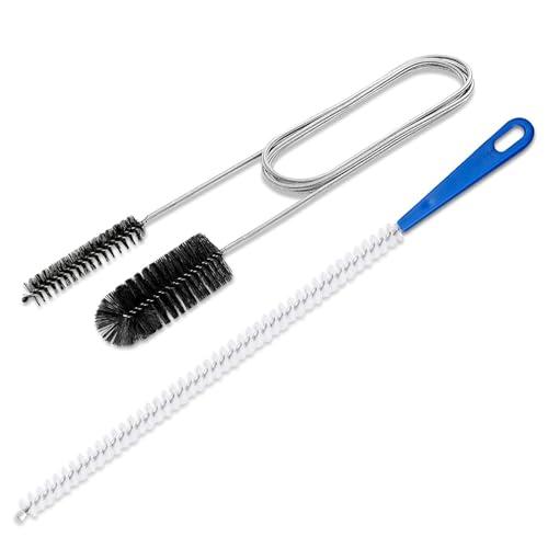 Flexible Extra Long Drain Brush, Drain Unblocker Tools,61 inch Pipe Cleaner Brush and 17.7 inch Sink Unblocker Tool, Double Ended Nylon for Curved Pipes and Slim Holes