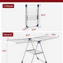 Sakugi Clothes Drying Rack with Height-Adjustable Wings, Metal Foldable Laundry Dryer Stand for Clothing & Bedding, Free-Standing Collapsible for Indoor & Outdoor Use, 69.5" L 22.8" W, Silver Blue, XX-Large