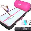 AWSUM 10ft /13ft Gymnastics Mat with Air Roller Tumbling Barrel Back Somersault Backbend Trainer for Inflatable Gymnastics Springboard Back Handspring Equipment, with Electric Pump (10ft*3.3ft*4in&(L)40in*(Diam)23.6", Pink/Black+Pink Roller)