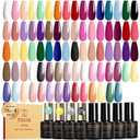 ROSALIND 30pcs Gel Nail Polish Set, 26 Colors Gel Polish with 3Pcs Glossy Matte Glitter Top Coat and Base Coat All Seasons Nude Blue Red Nails art Kit DIY Salon at Home (Multi-Colored 02)