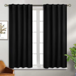 BGment Black Blackout Curtain Blinds - 38 x 45 Inch Thermal Insulated Rod Pocket and Back Tab Blackout Curtains for Kitchen/Home Decor/Bedroom, 2 Window Curtain Panels (38"W x 45"L (Pack of 2))