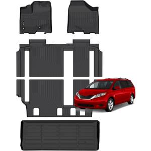 Jenofa-Floor Mats for Toyota Sienna 2013-2020 8 seat Cargo Mat Car Mats for Sienna All Weather Floor Liner Custom Fit Automotive Full Set Accessories