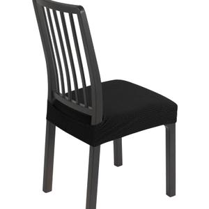 SearchI Stretch Dining Chair Seat Covers Set of 4, Soft Removable Washable Seat Covers for Dining Chairs, Dining Room Seat Cover Protector (Rear-Covered, Black Jacquard 1)