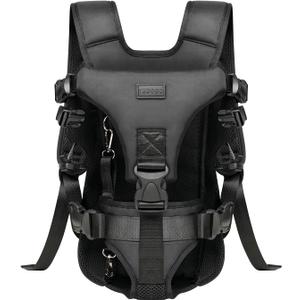Dog Front Carrier Backpack, Legs Out Secure-Fit Pet Chest Carrier for Small Dog 6-17 lbs, Adjustable Pet Front Carrier Backpack with Safety Belt, Hands Free Pet Carrier for Hiking Cycling (M, Black)