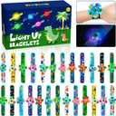 SEKEAHU 25 PCS Light Up Fidget Rotating Toy + 25PCS Slap Bracelets, Dinosaur Party Favors Stocking Stuffers for Kids 4-8-12 Goodie Bag Stuffers Glow in The Dark Supplies Gifts