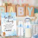 TrelaCo Bottle Chug Baby Shower Game 20 Pcs Baby Bottles Shower Favor with 1 Cute Bear Theme Sign for Gender Reveal Party Supplies Gifts(Blue)