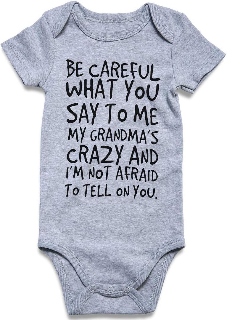 Loveternal Neutral Baby Girls Boys Cotton Romper Cute Saying Newborn Clothes 0-12 Months (Gray)