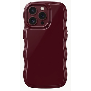 Case for iPhone 16 Plus Case for Women, Soft Silicone Aesthetic and Cute Wave Design Wavy Frame Phone Case, Compatible with iPhone 16 Plus 6.7"-Wine Red