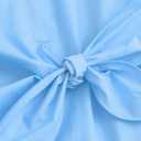 Womens Button Down Tie Front Shirt Long Sleeve Collared Pull on Blouse for Office Work Casual Wear Blue (M)