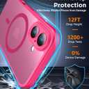 SPIDERCASE Designed for iPhone 16 Case, Magnetic Translucent [2 Tempered Glass Screen Protector] Anti-Fingerprint Anti-Scratch for iPhone 16 6.1, Rose Red